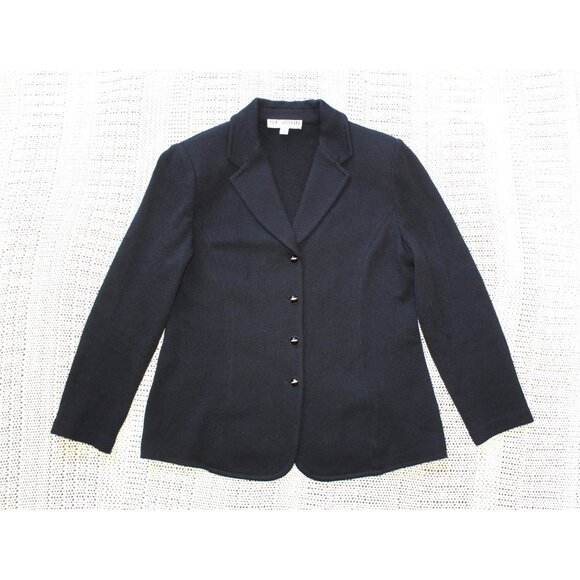 St. John by Marie Gray Knit Black Jacket Size 8 Button front Blazer Y2K Formal - Picture 1 of 7